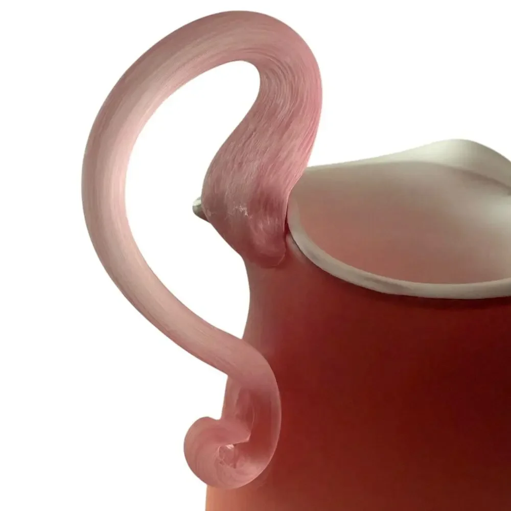 Vintage Peachblow-Style Satin Cased Glass Creamer Pitcher Applied Handle 5.25